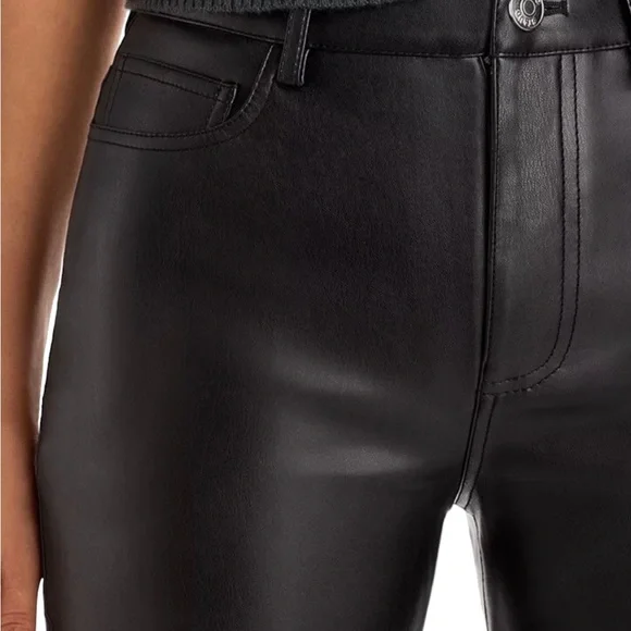 Staud Chisel Faux Leather Straight Leg 5 Pocket Pants NWT, Size 2 (XS) - Picture 4 of 6